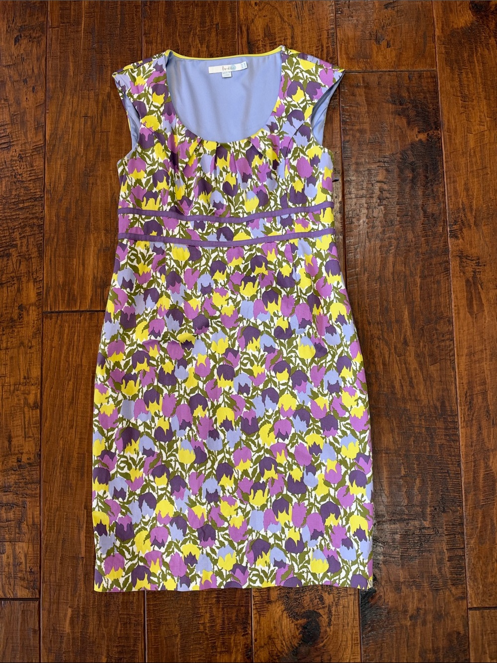 Boden Floral Tulip Midi Sheath Dress Purple Yellow 8P